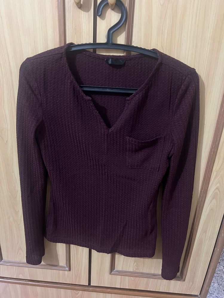 Burgundy Long Sleeve Top