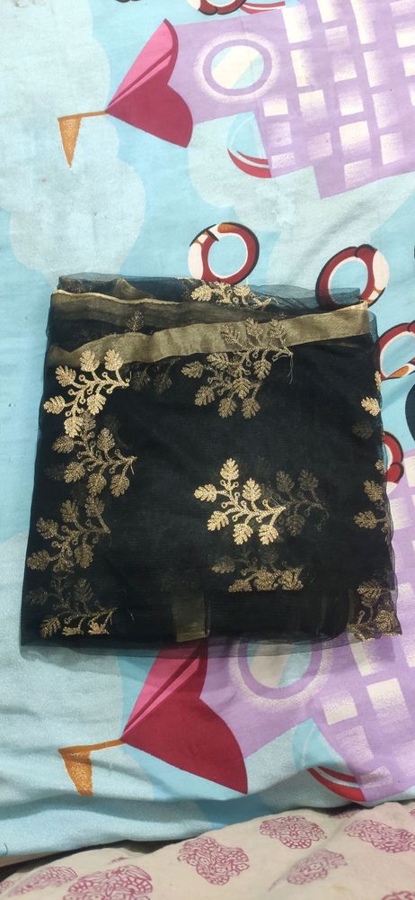 cream and black colour duppatta