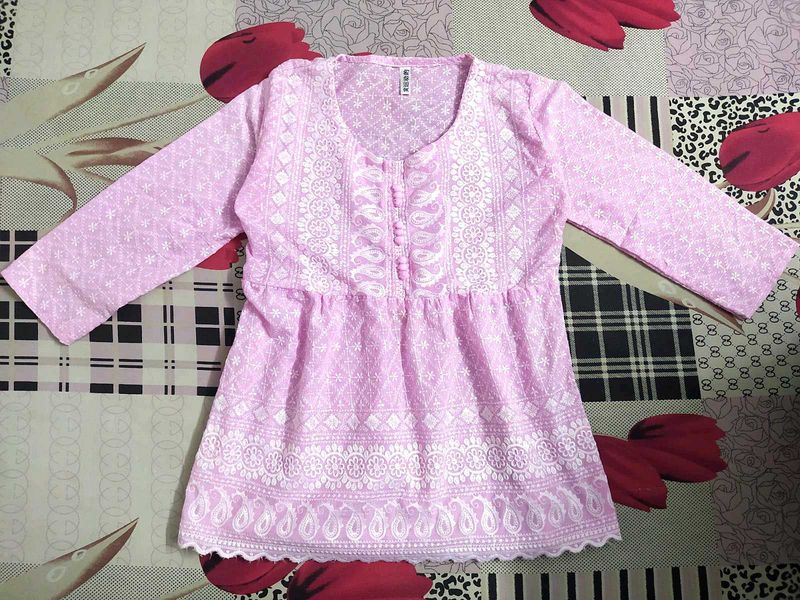 Ethnic Desi Cute Coquette Pink Short Kurti