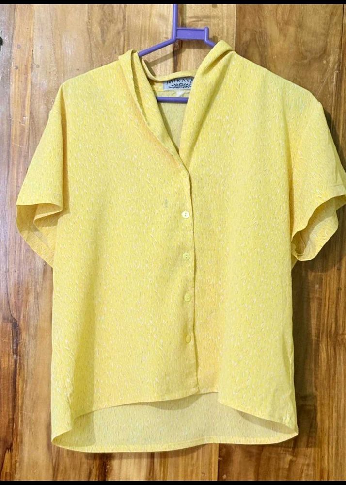 Vintage Yellow Button-Down Top