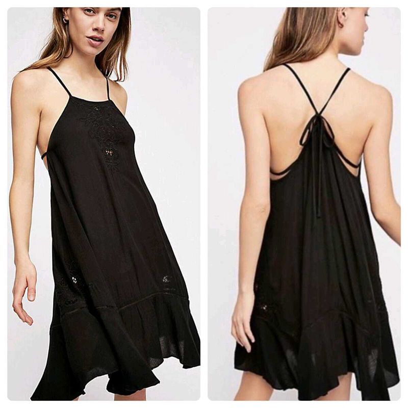 Black Sexy Beach Wavy Dress