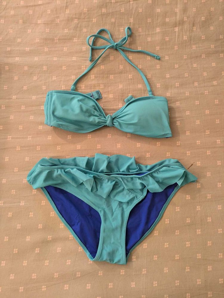Blue Ruffle Bikini Set