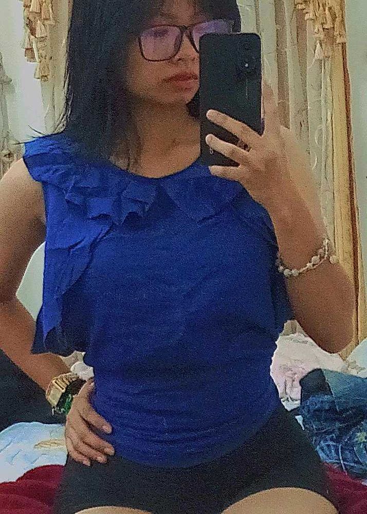 Blue Ruffled Top