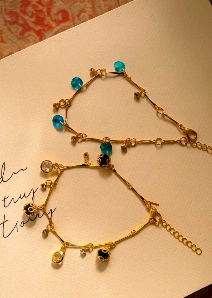 Stylish Charm Bracelets Set of 2 , Gold colour wit