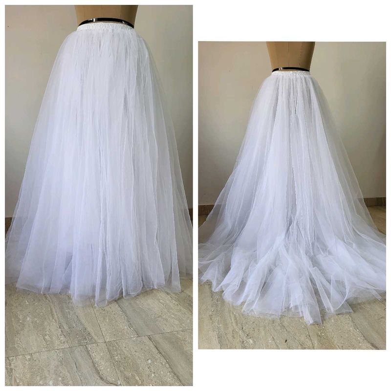 White Tulle high low  skirt
