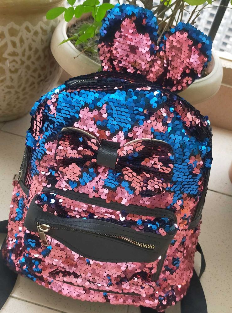 Sequin Backpack with Ears &amp; Bow