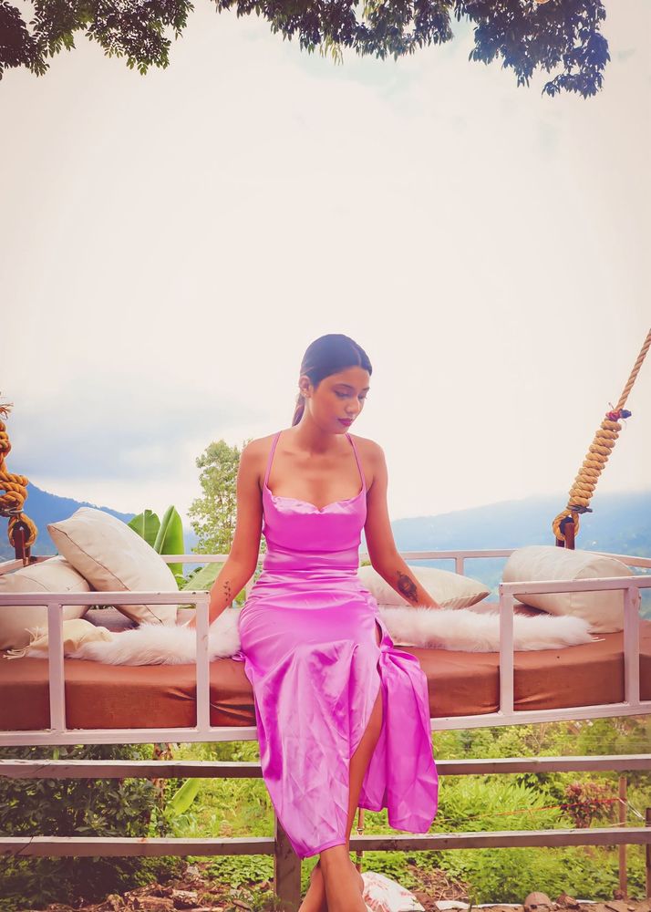 Pink Satin Slip Dress
