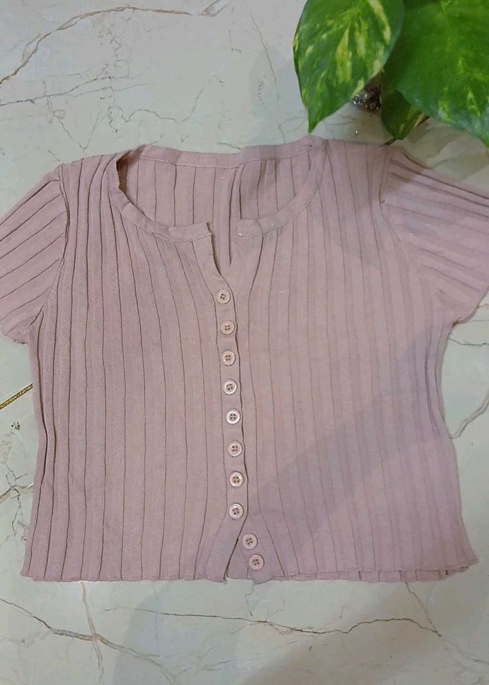 Cute Knit Button-Down Top