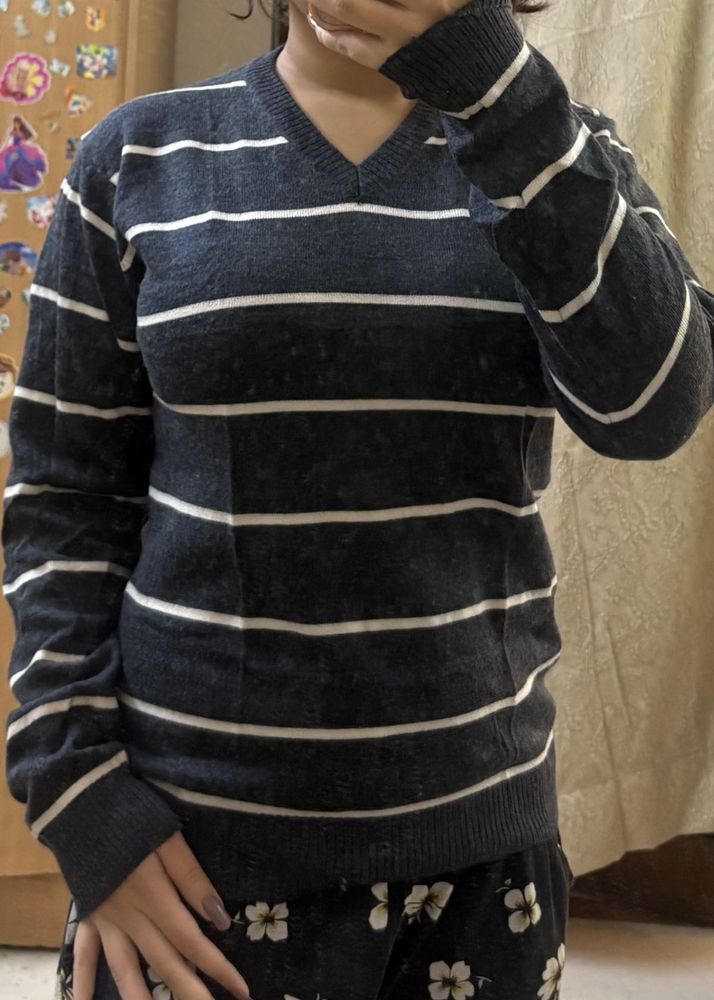 Striped V-Neck Sweater