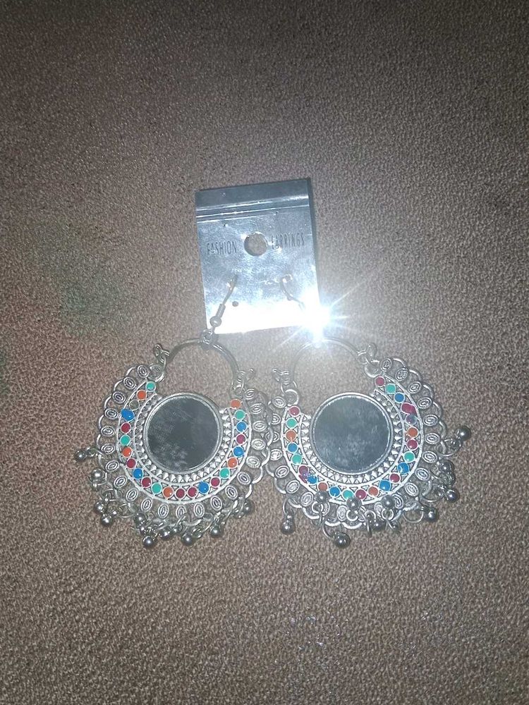 Mirror Jhumka Earrings