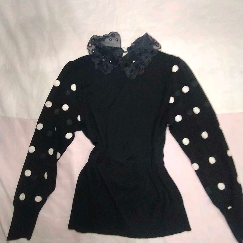 Chic Polka Dot Top (ribbed)