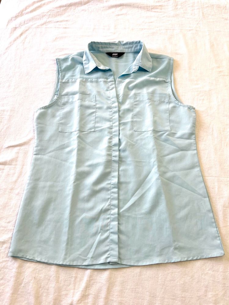 Light Blue Sleeveless Blouse