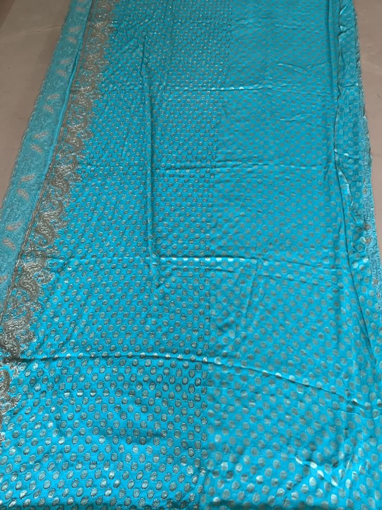Lovely Blue sari with overall Badla