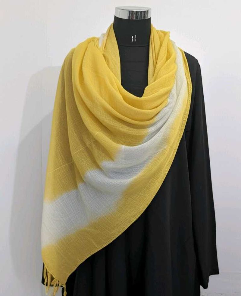 Yellow &amp; White Tie-Dye Scarf/Duppata