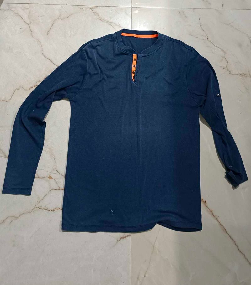 Stylish Blue Long Sleeve Shirt
