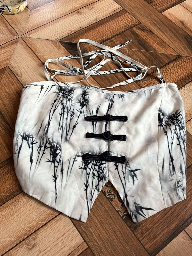 Bamboo Print Tie Top
