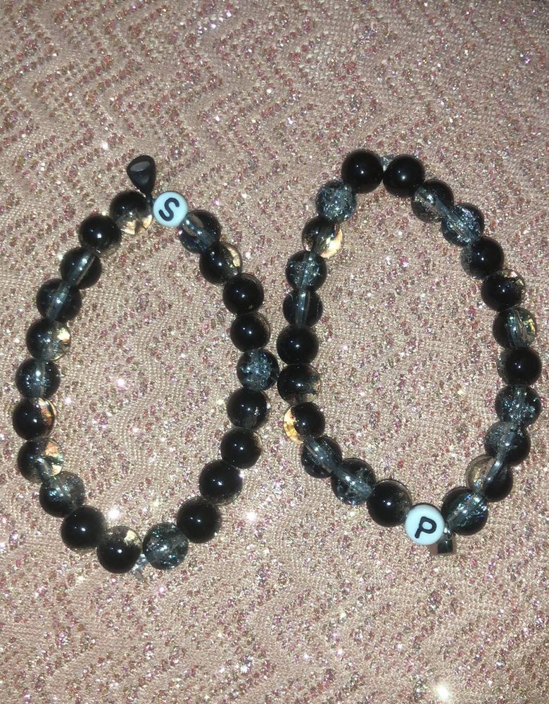 Custom Initial Beaded Bracelet Set
