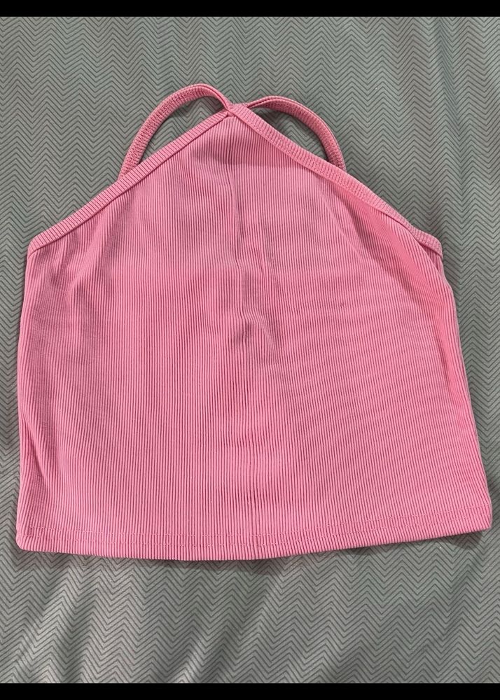 HOT PINK HALTER NECK TANK TOP