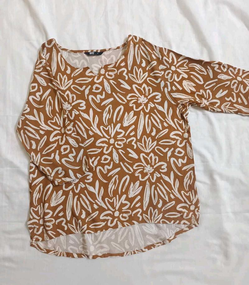Floral Print Brown Top