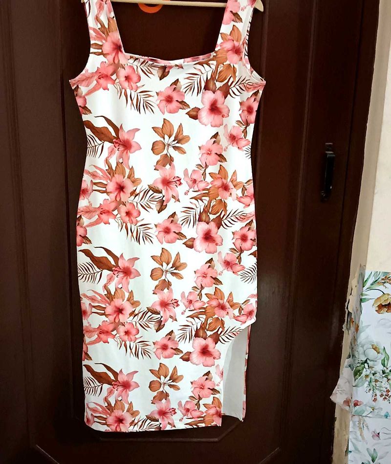 White Floral Midi Dress