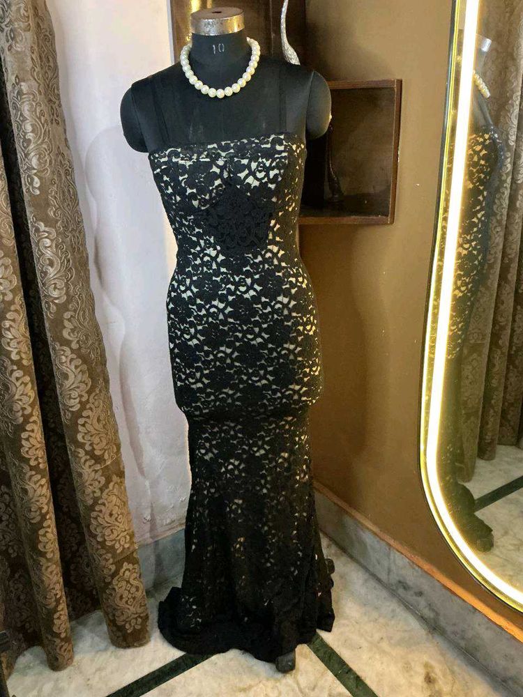 Maxi Elegant Black Lace Dress  Gothic