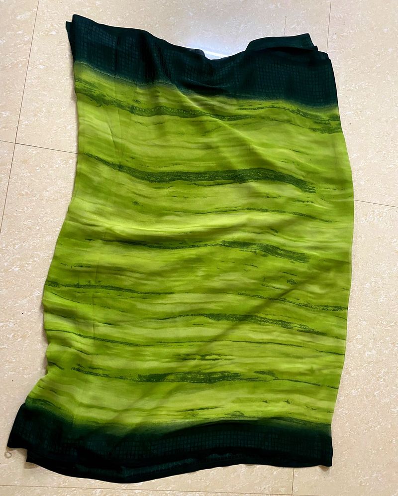 Saree green printed - daily wear