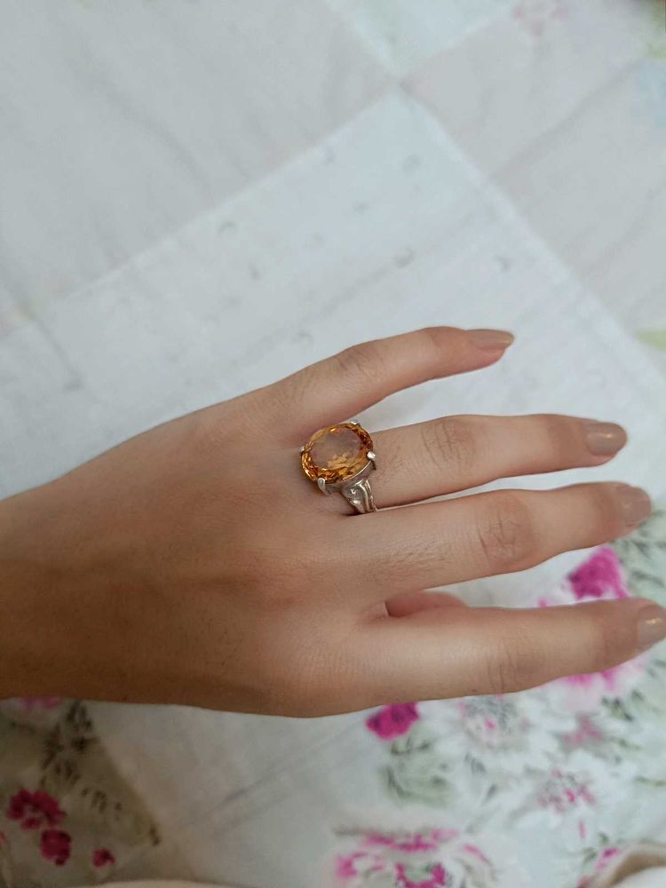 Pure Silver Ring with precious stone