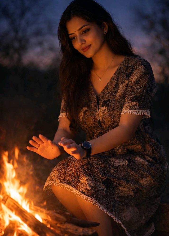 Patterned Brown Casual Dress