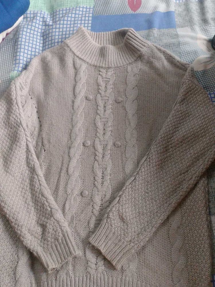 Cable Knit Mock Neck Sweater
