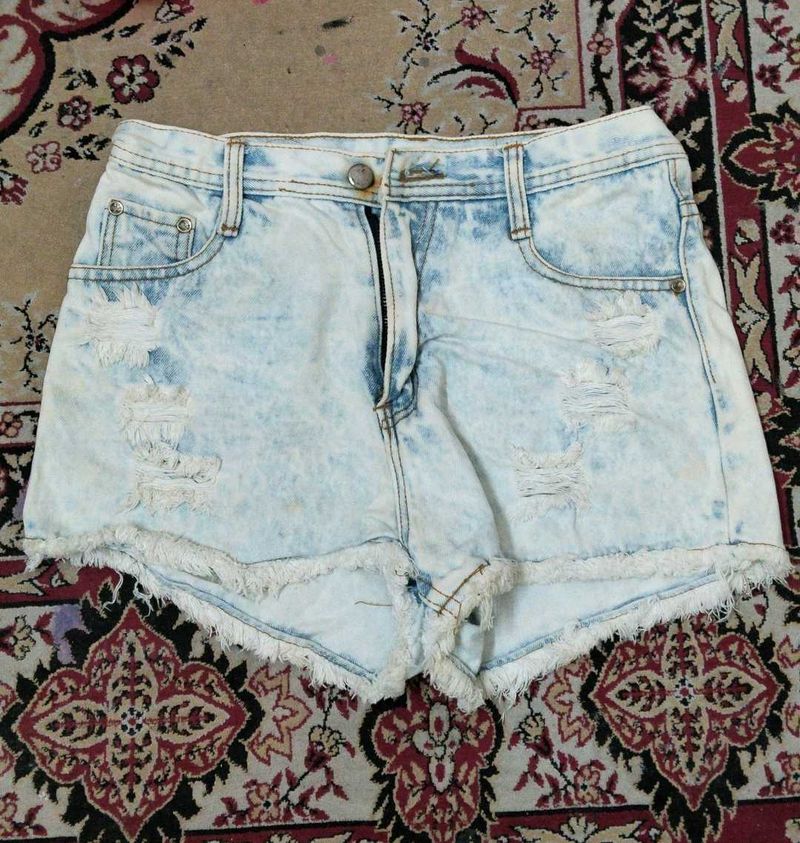 Distressed Denim Jean Shorts