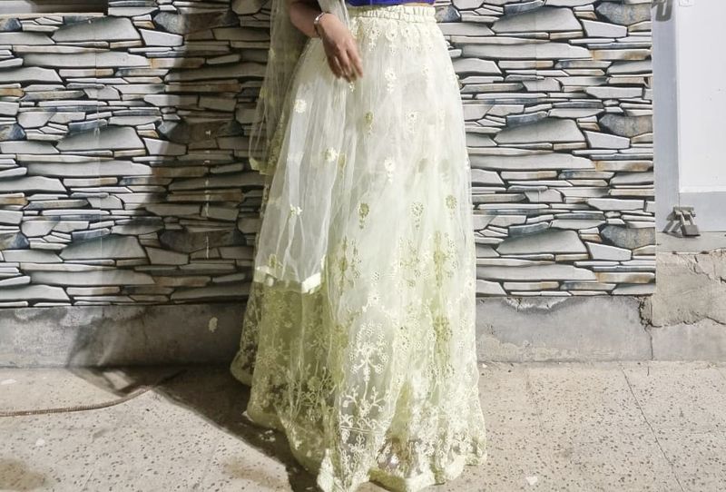 Women Light Green Legenga With Blouse And Dupatta