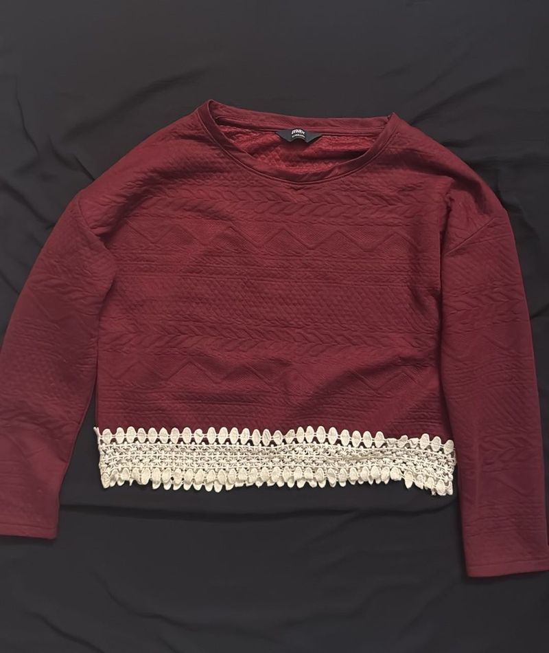 Maroon Textured Crop Top