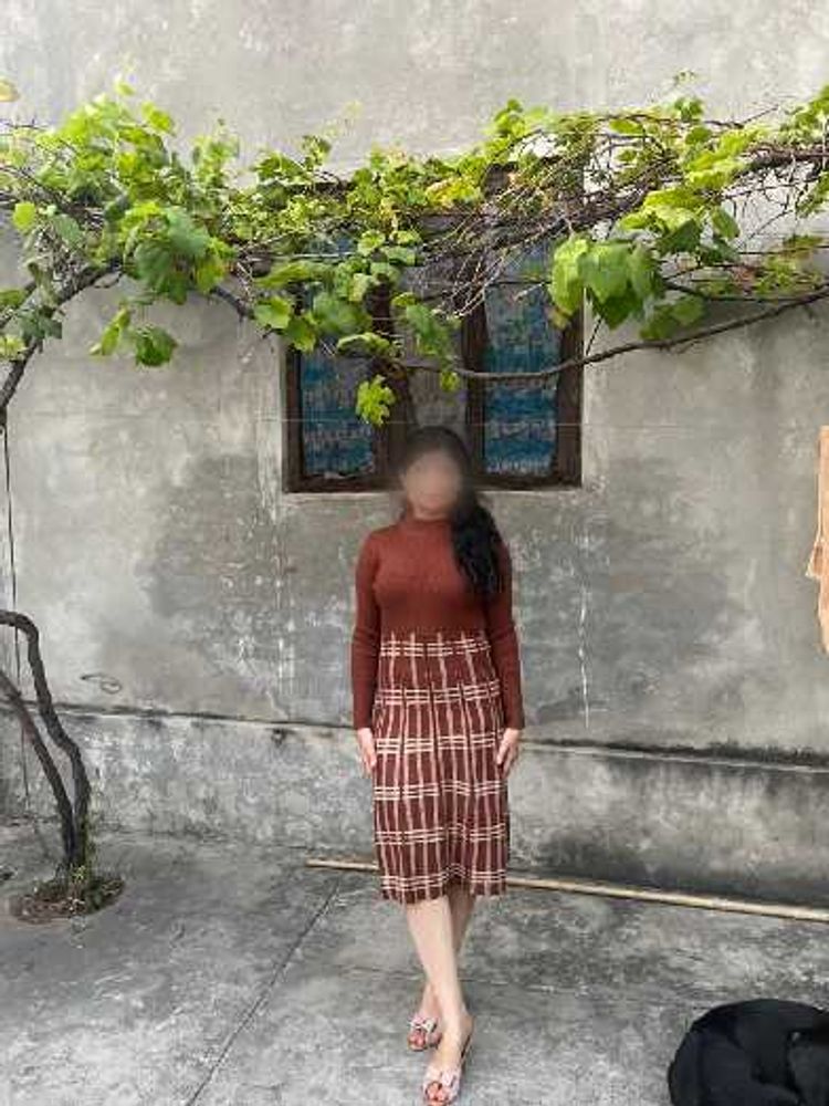 Brown Plaid Midi Dress