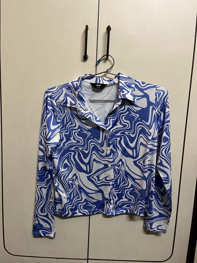 MAX Blue Abstract Print Shirt