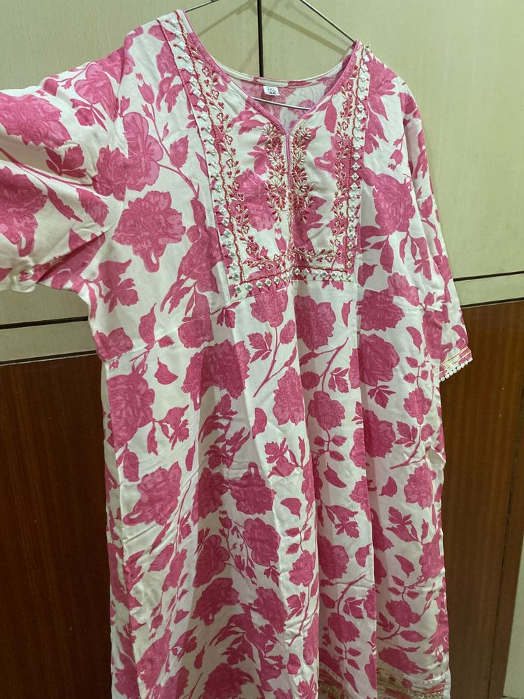 Frock suit Pink Color With Palazzo Set