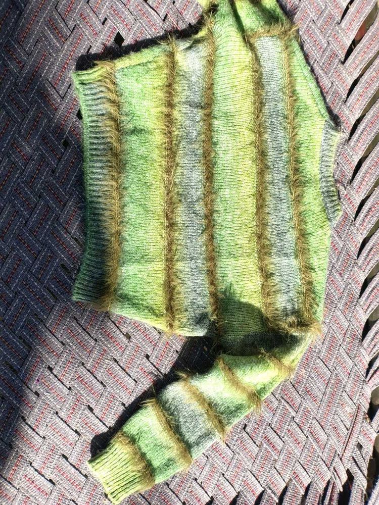 Striped Fuzzy Knit Vest