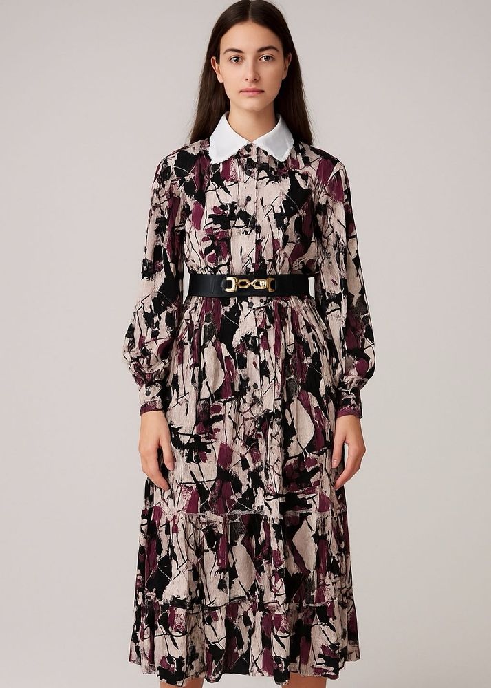 ✨Elegant Brushstroke Midi Dress✨