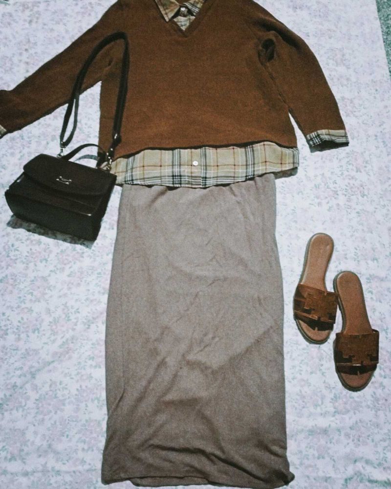 Chic Taupe Long Skirt