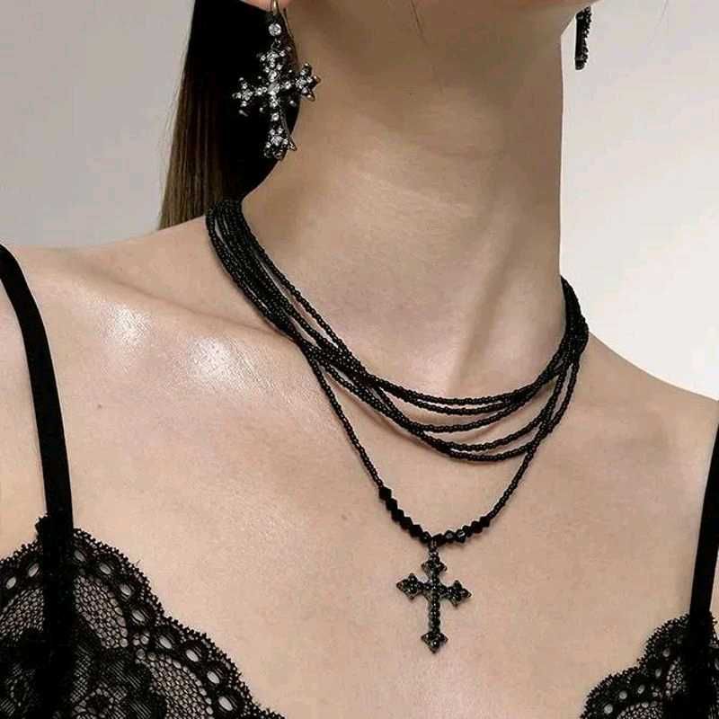 Gothic Black Beaded Studded Neckpiece