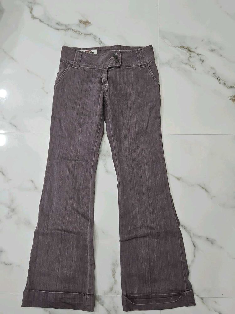 Super Low Waist Flared Purple Denim Jean