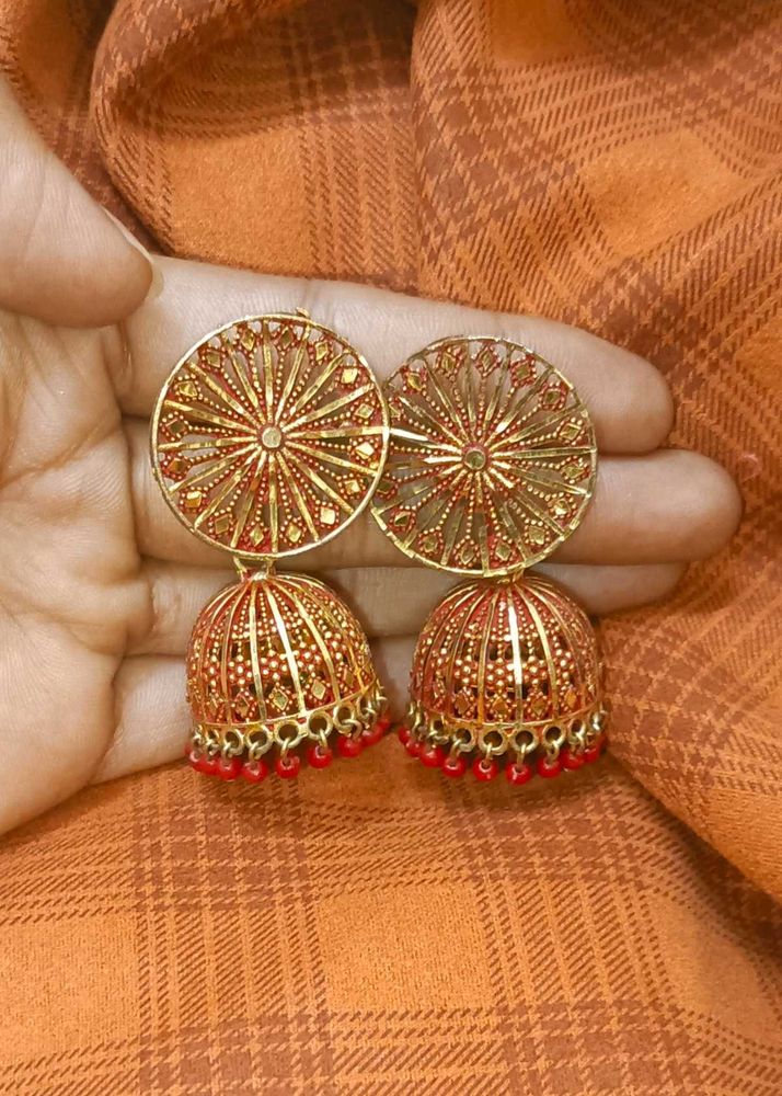 Gold Jhumka Earrings