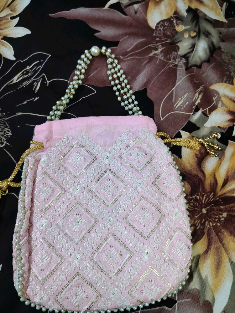 Pink stylish potli bag