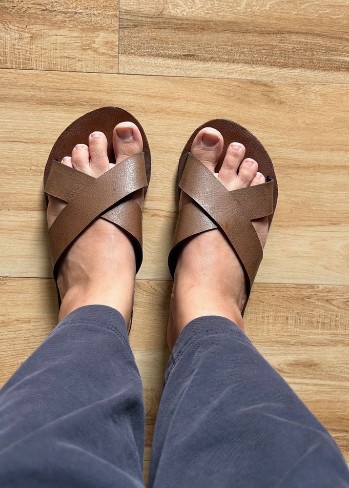 Brown Crisscross Flip flop