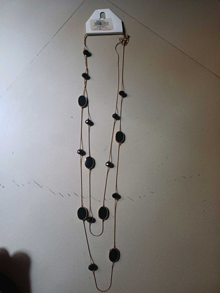 Stylish Layered Black Stone Necklace