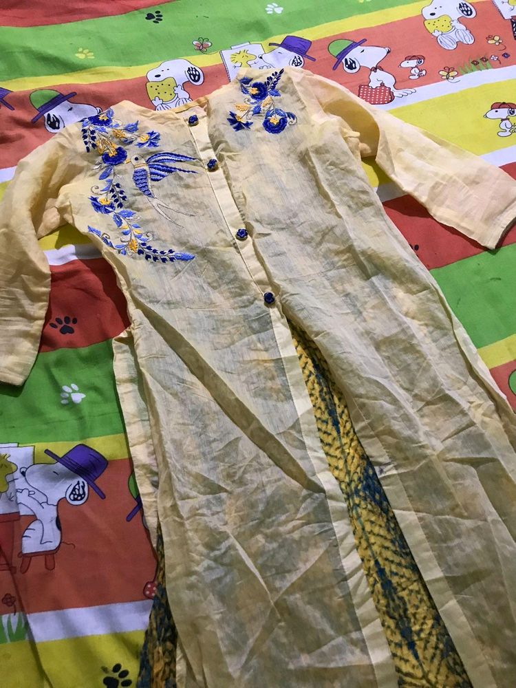 Yellow And Blue Kurtha