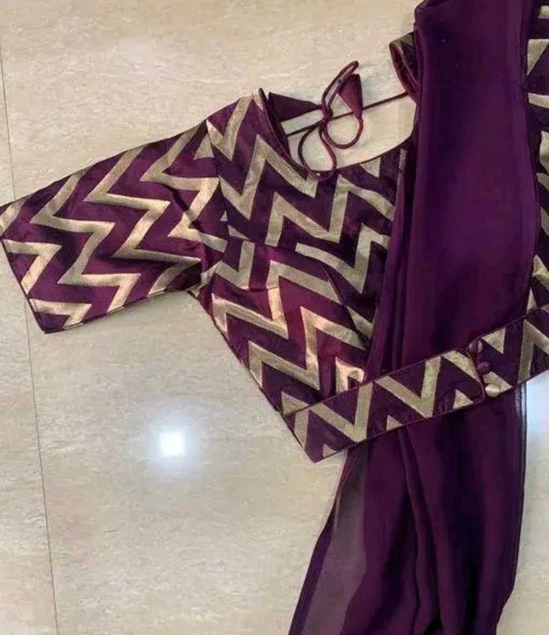 Purple Blouse with Gold Pattern