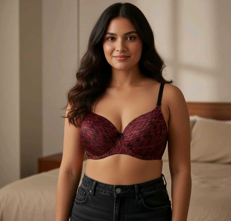 Patterned Maroon Bra