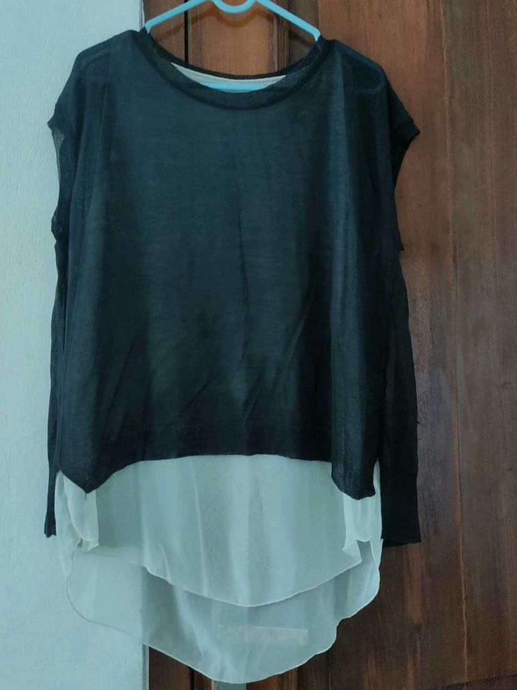Chic Black &amp; White Layered Top