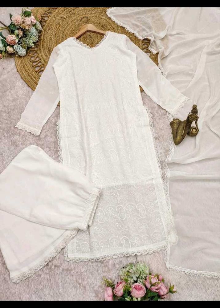 Elegant White Kurta Set 1200 price