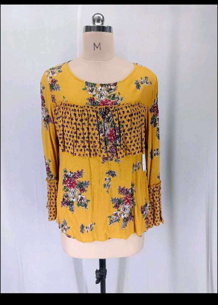 New Mustard Floral Print Top